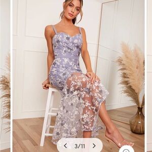 Chi Chi London Floral Lace Midi Dress in Lavender